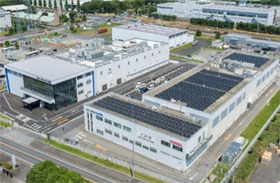 Solar panels at the Tochigi Development Center of Auto Technic Japan Co., Ltd. Solar panels